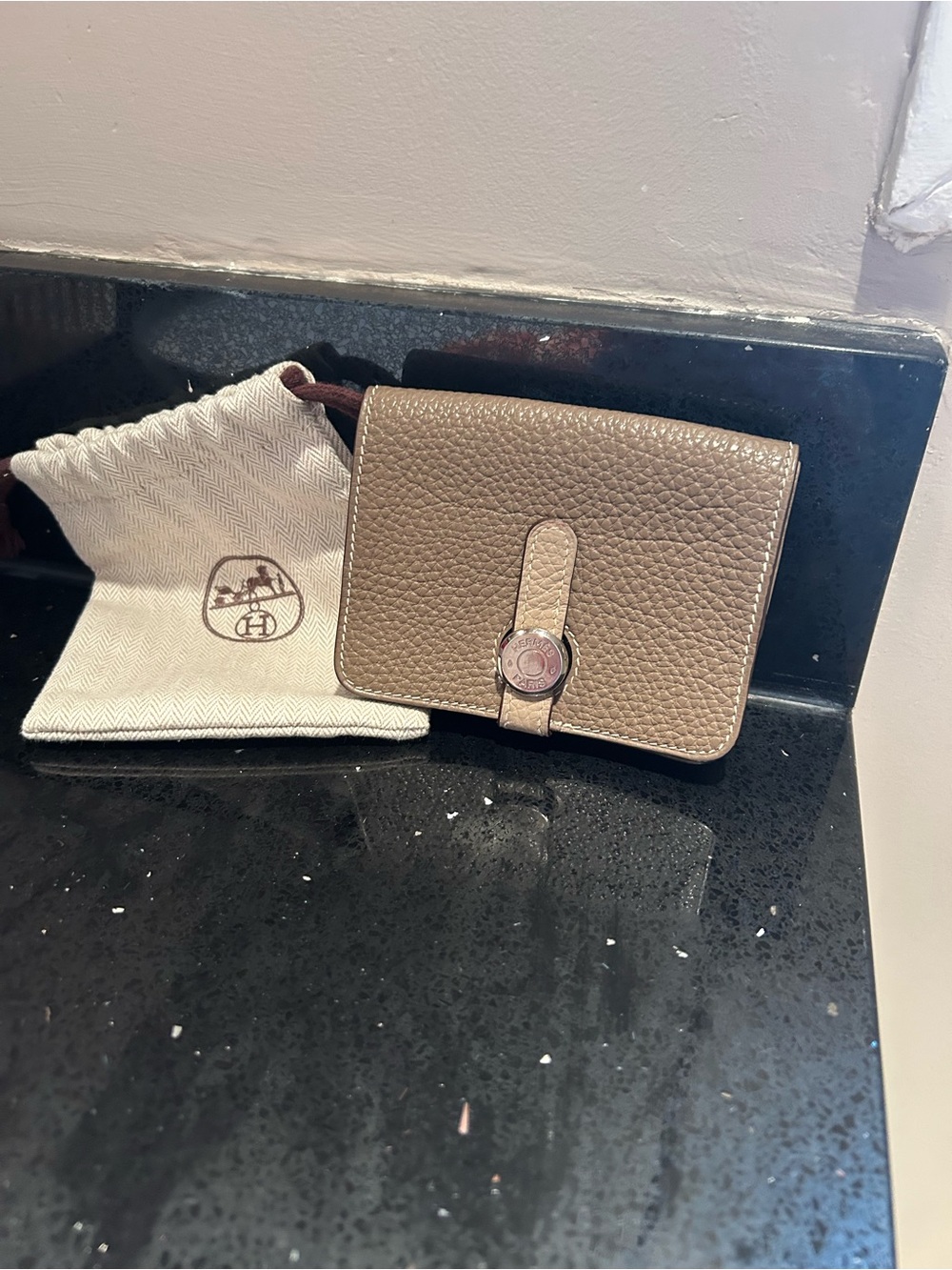 💯% AUTHENTIC HERMES Taupe Togo Leather CARD Wallet